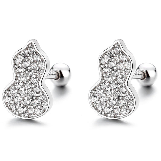 925 Sterling Silver Calabash Screw Back Stud Earrings
