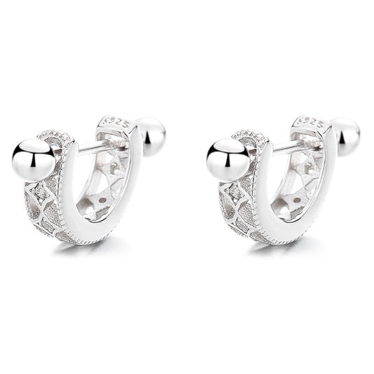925 Sterling Silver U Screw Back Stud Earrings