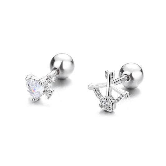 925 Sterling Silver Arrow Screw Back Stud Earrings
