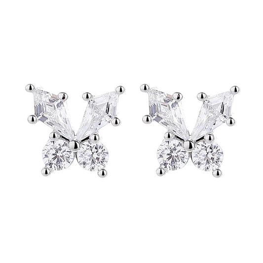 925 Sterling Silver Zircon Screw Back Stud Earrings