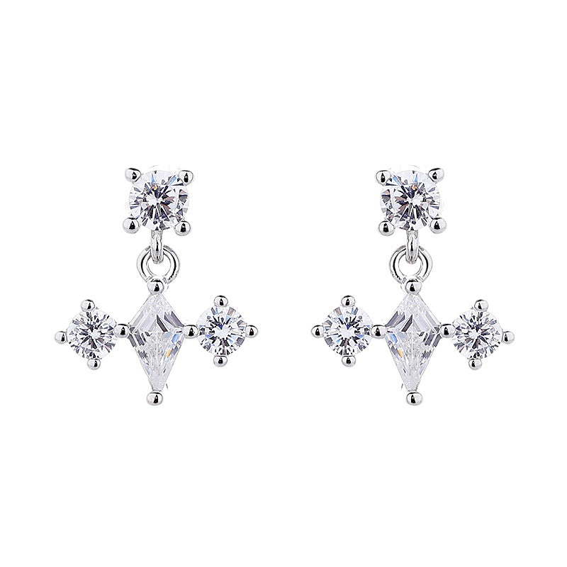 925 Sterling Silver Zircon Screw Back Stud Earrings