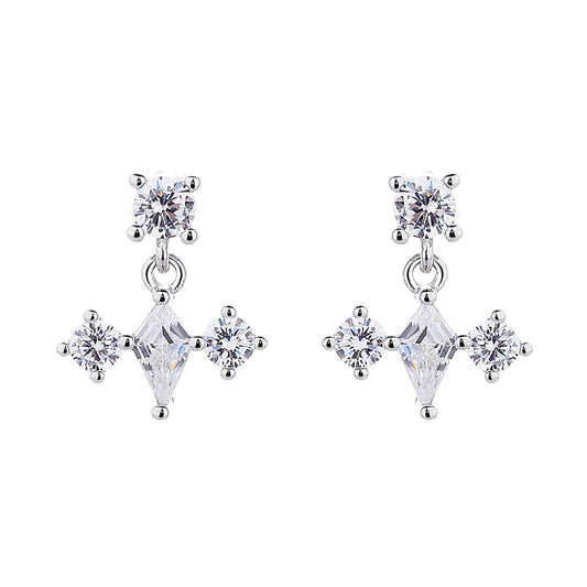925 Sterling Silver Zircon Screw Back Stud Earrings