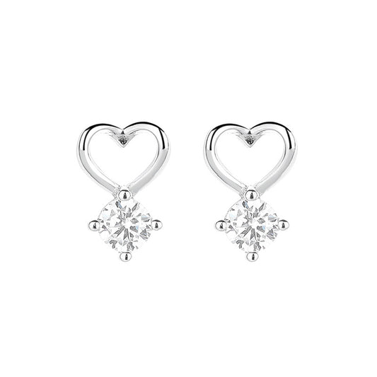 925 Sterling Silver Heart Screw Back Stud Earrings