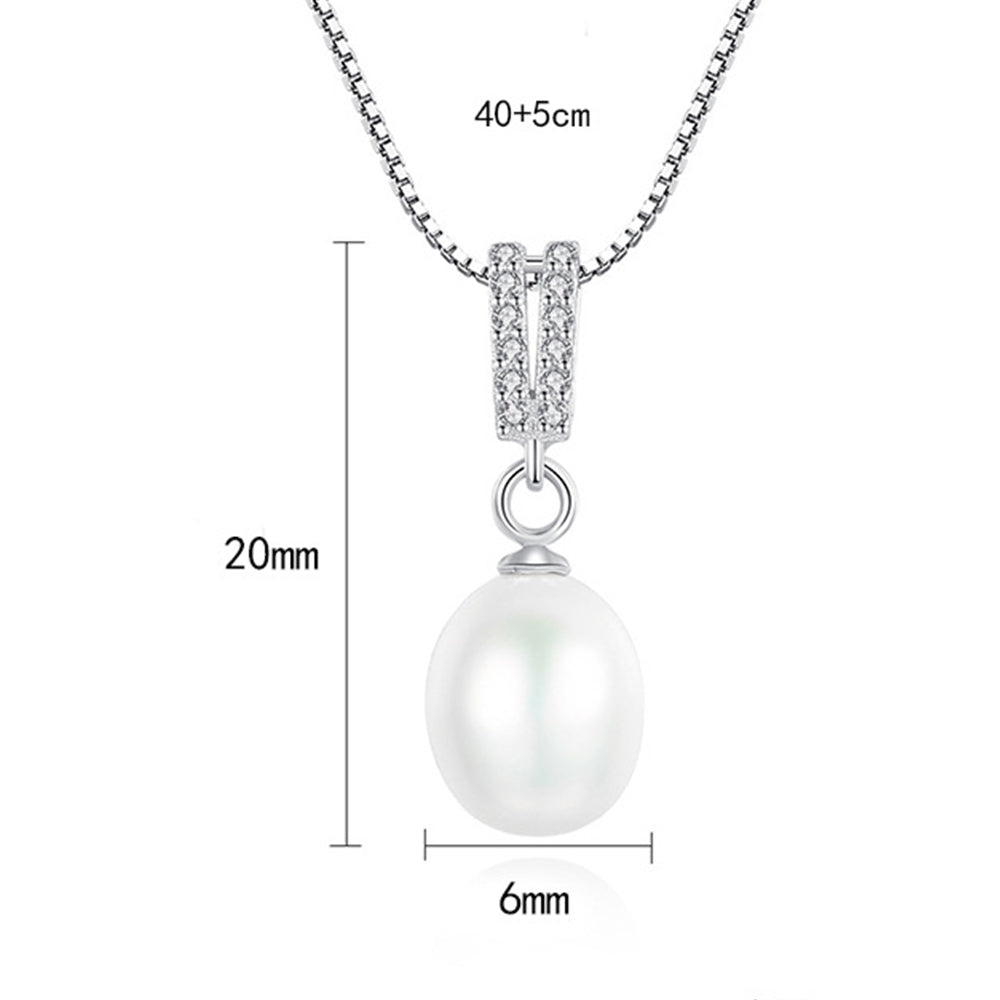 925 Sterling Silver Natural Pearl Drop Necklace Fashion Jewelry Gift for Women Girls