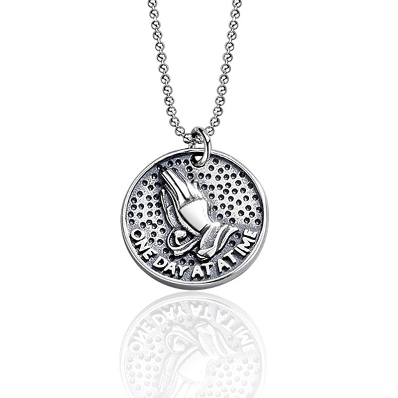 925 Sterling Silver Fashion Round Plate Necklace