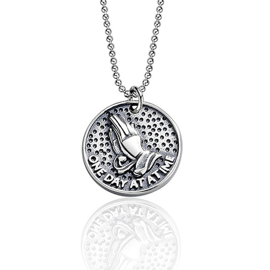 925 Sterling Silver Fashion Round Plate Necklace
