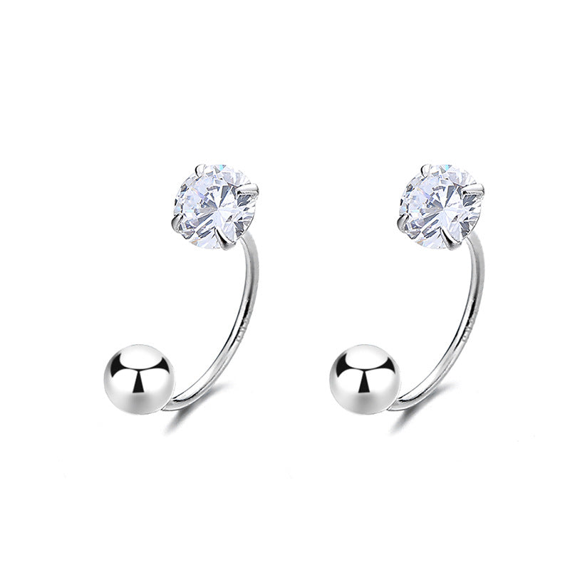 925 Sterling Silver Zircon Screw Back Stud Earrings