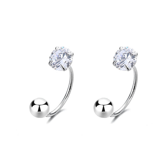 925 Sterling Silver Zircon Screw Back Stud Earrings