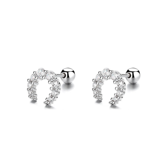 925 Sterling Silver U Screwed Earrings