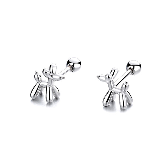 925 Sterling Silver Dog Screwed Earrings