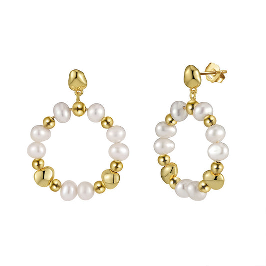 925 Sterling Silver Natural Pearl Earrings Fashion Jewelry Gift for Women Girl