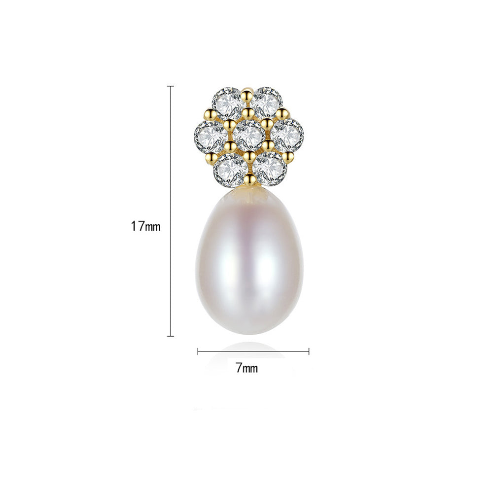 925 Sterling Silver Natural Pearl Stud Earrings Fashion Jewelry Gift for Women Girls