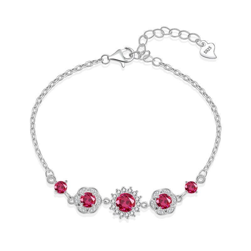925 Sterling Silver Fashion Color Stones Bracelet