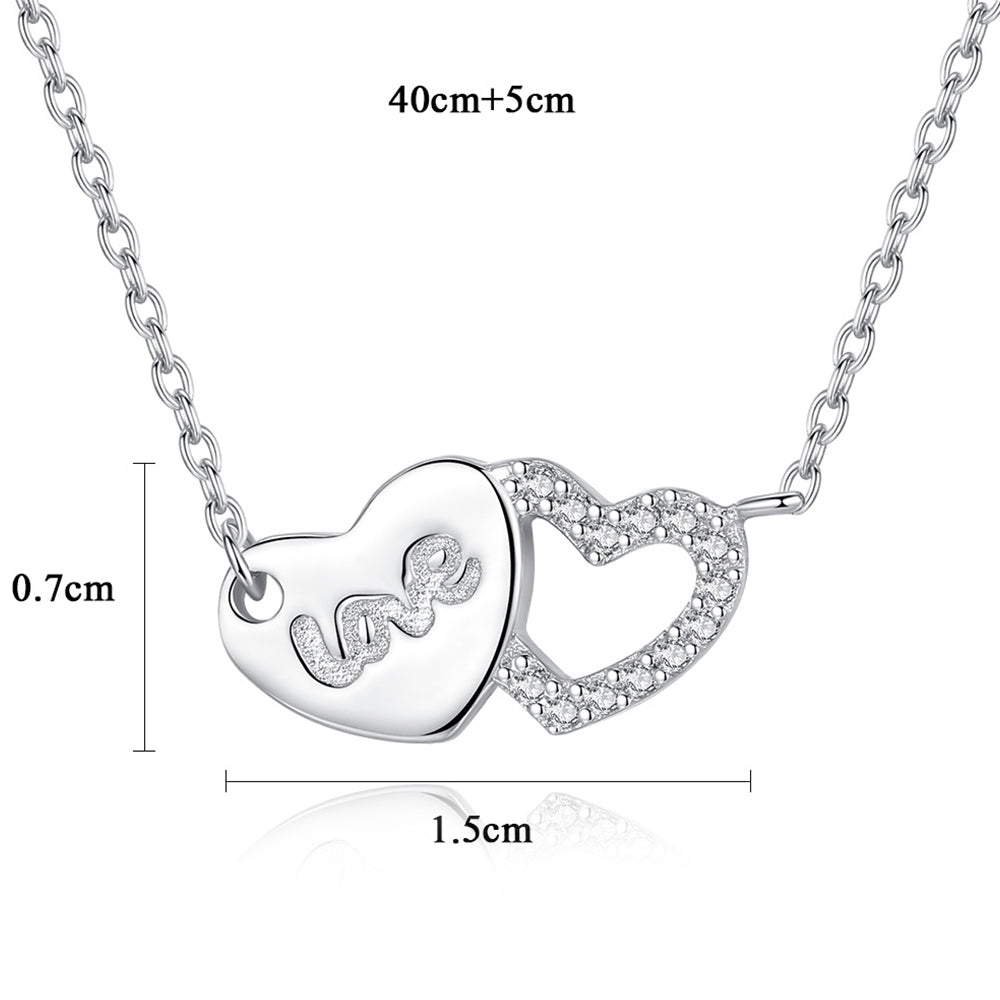 925 Sterling Silver Heart Necklace Fashion Jewelry Gift for Women Girls