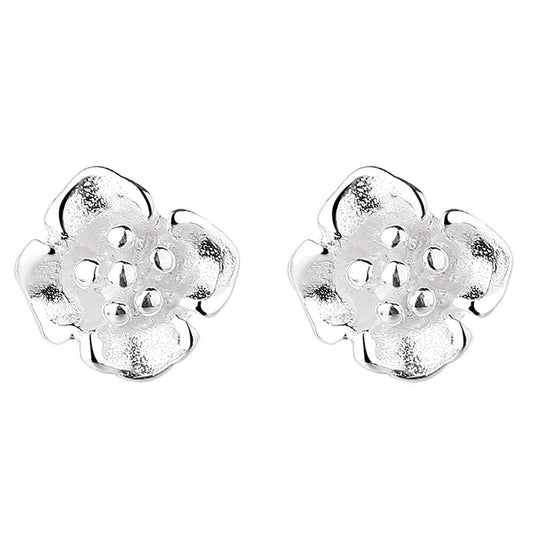 925 Sterling Silver Flower Screwed Earrings