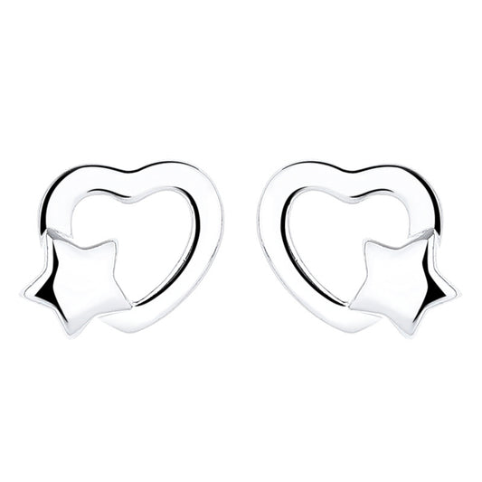 925 Sterling Silver Heart Screw Back Stud Earrings