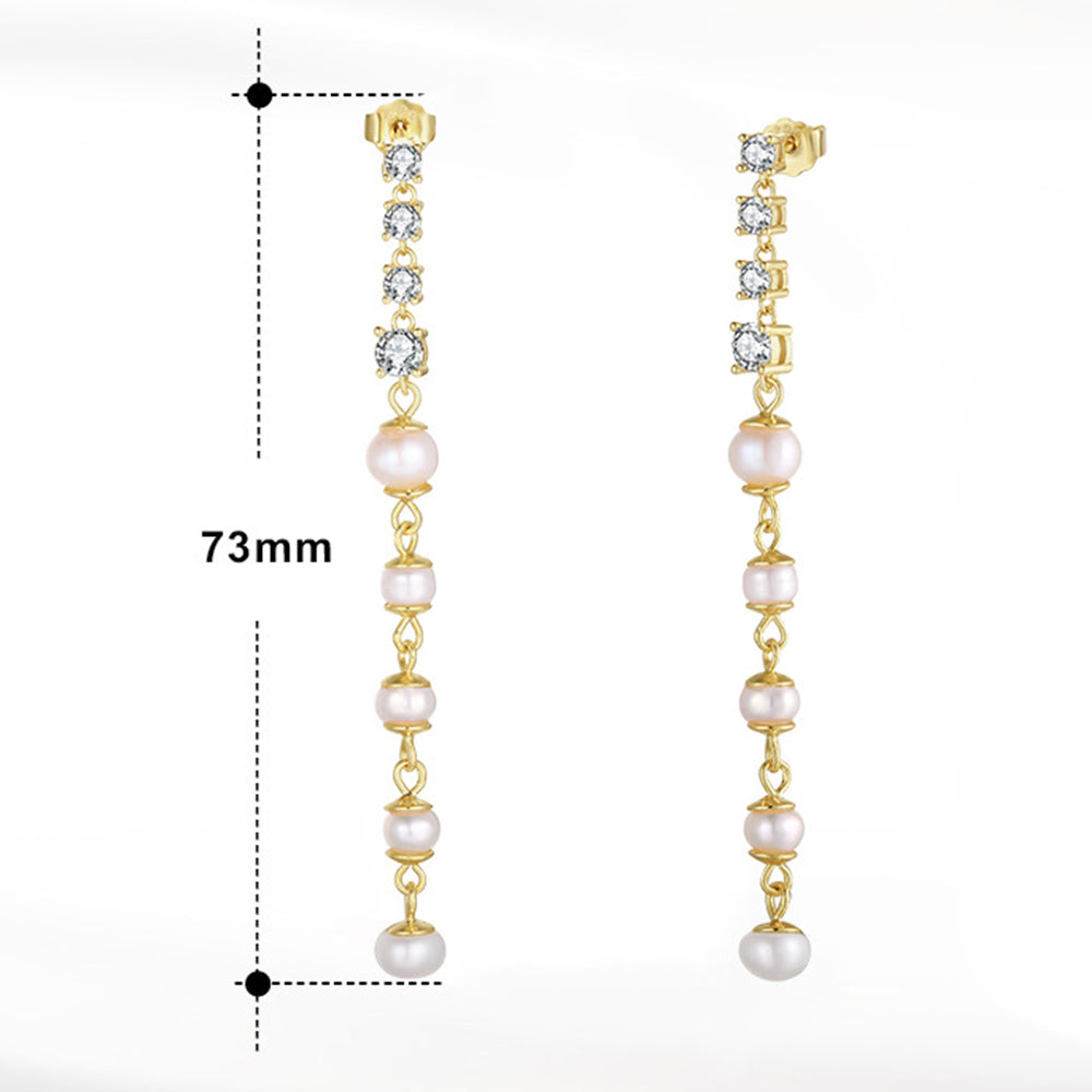 925 Sterling Silver Natural Pearl Earrings Fashion Jewelry Gift for Women Girl