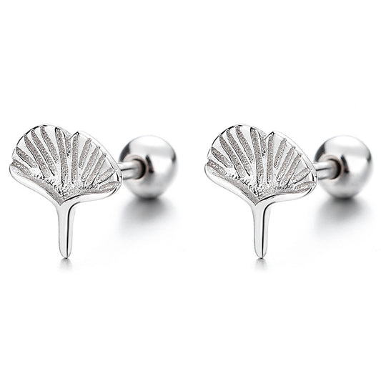 925 Sterling Silver Maple Leaf Screw Back Stud Earrings