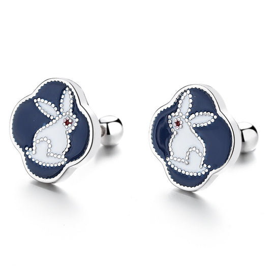 925 Sterling Silver Rabbit Screw Back Stud Earrings
