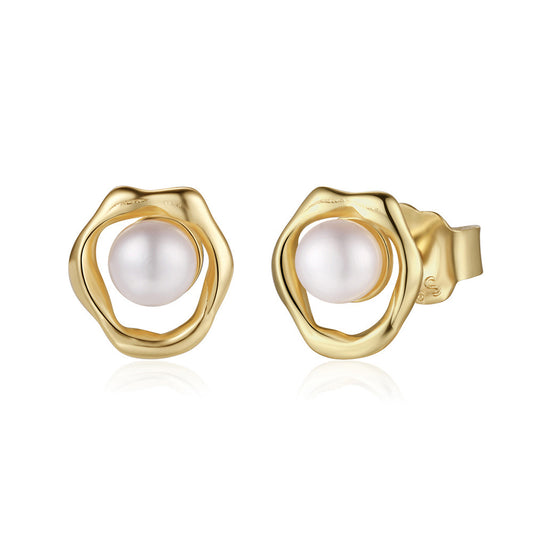 925 Sterling Silver Natural Pearl Earrings Fashion Jewelry Gift for Women Girl