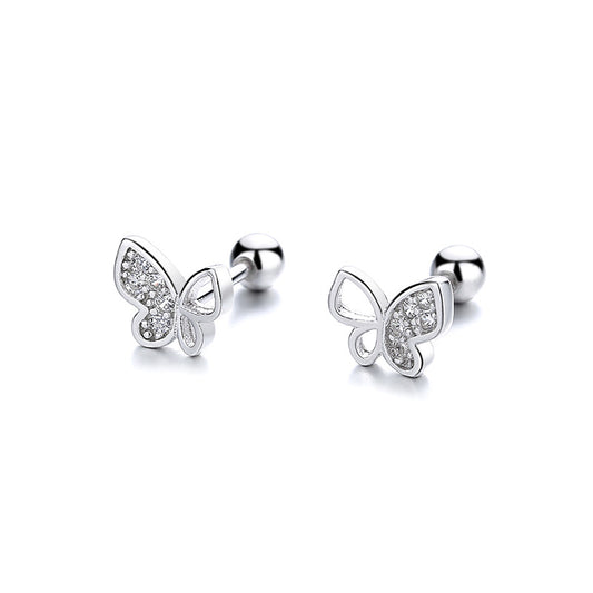 925 Sterling Silver Butterfly Screwed Earrings