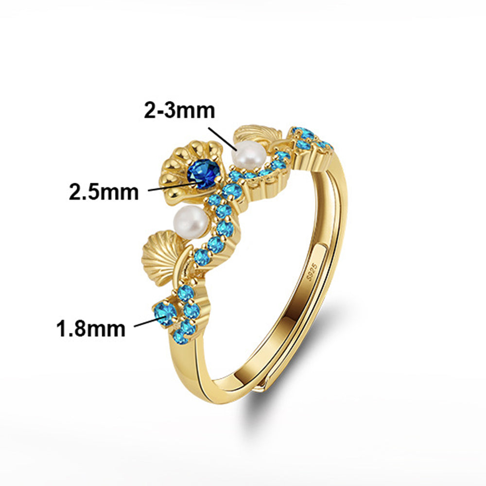 925 Sterling Silver Natural Pearl Ring Fashion Jewelry Gift for Women Girls