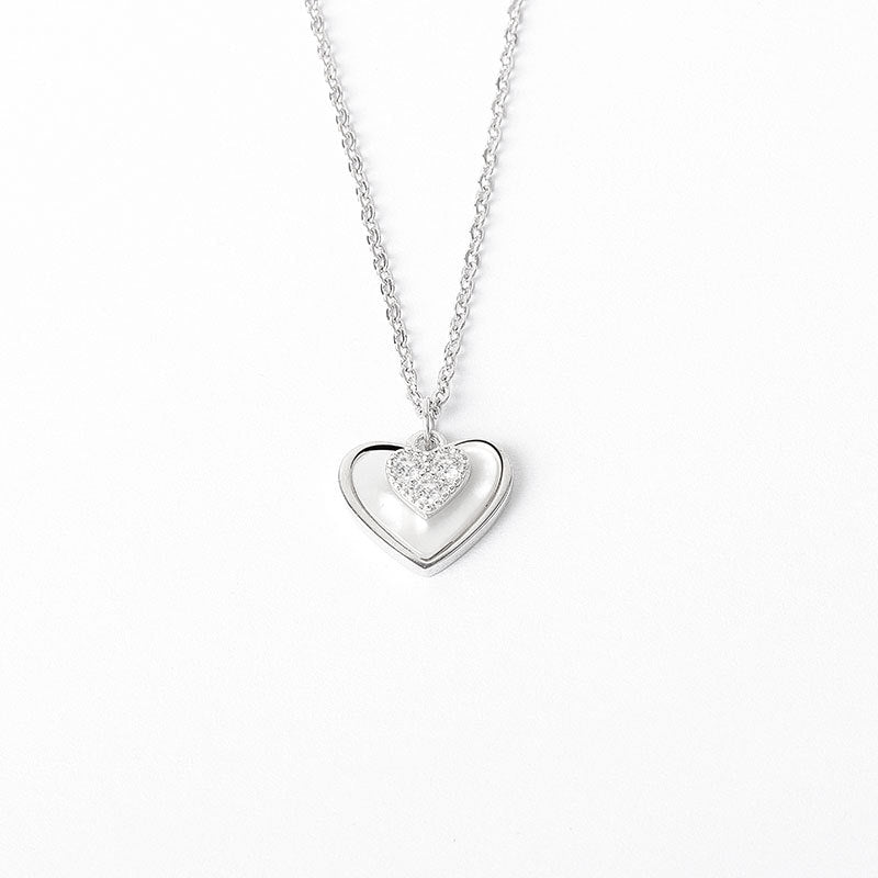 925 Sterling Silver Fashion Heart Pendant Necklace