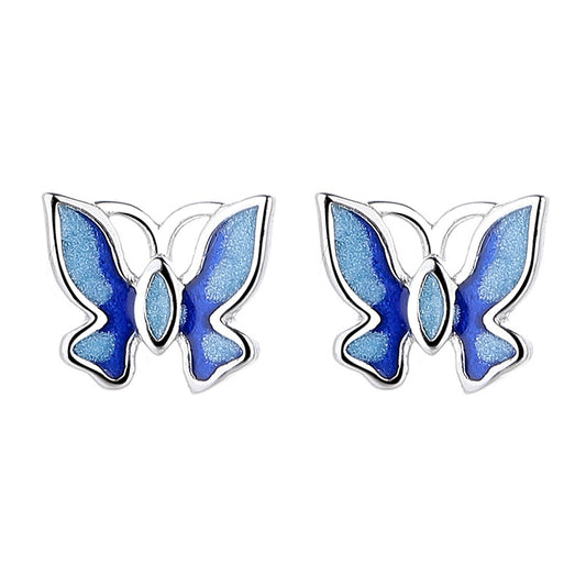 925 Sterling Silver Butterfly Screw Back Stud Earrings