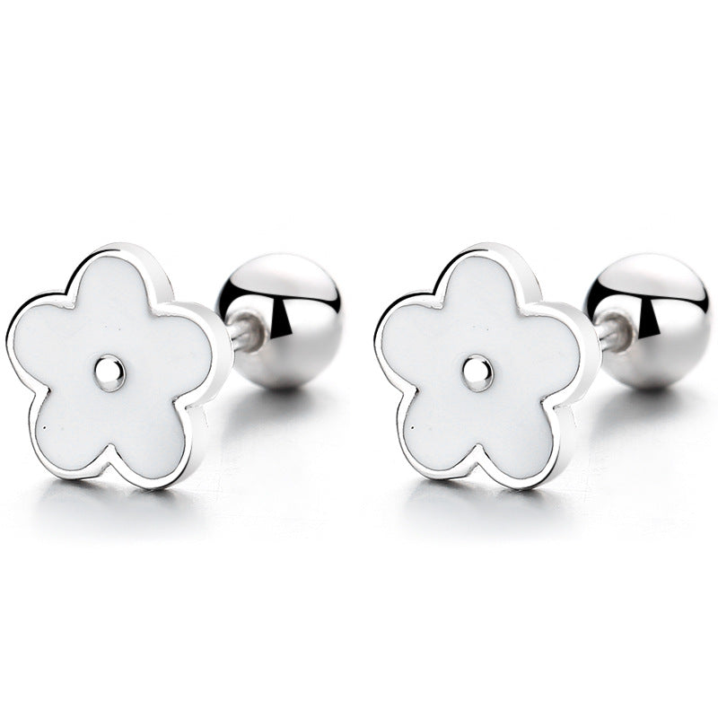 925 Sterling Silver Flower Screwed Earrings