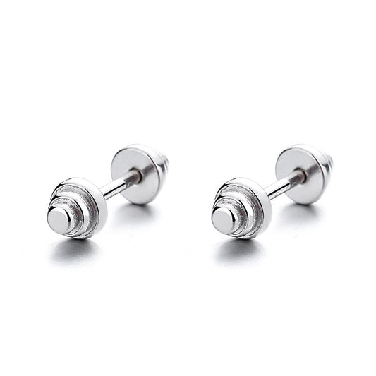 925 Sterling Silver Dumbbell Screw Back Stud Earrings