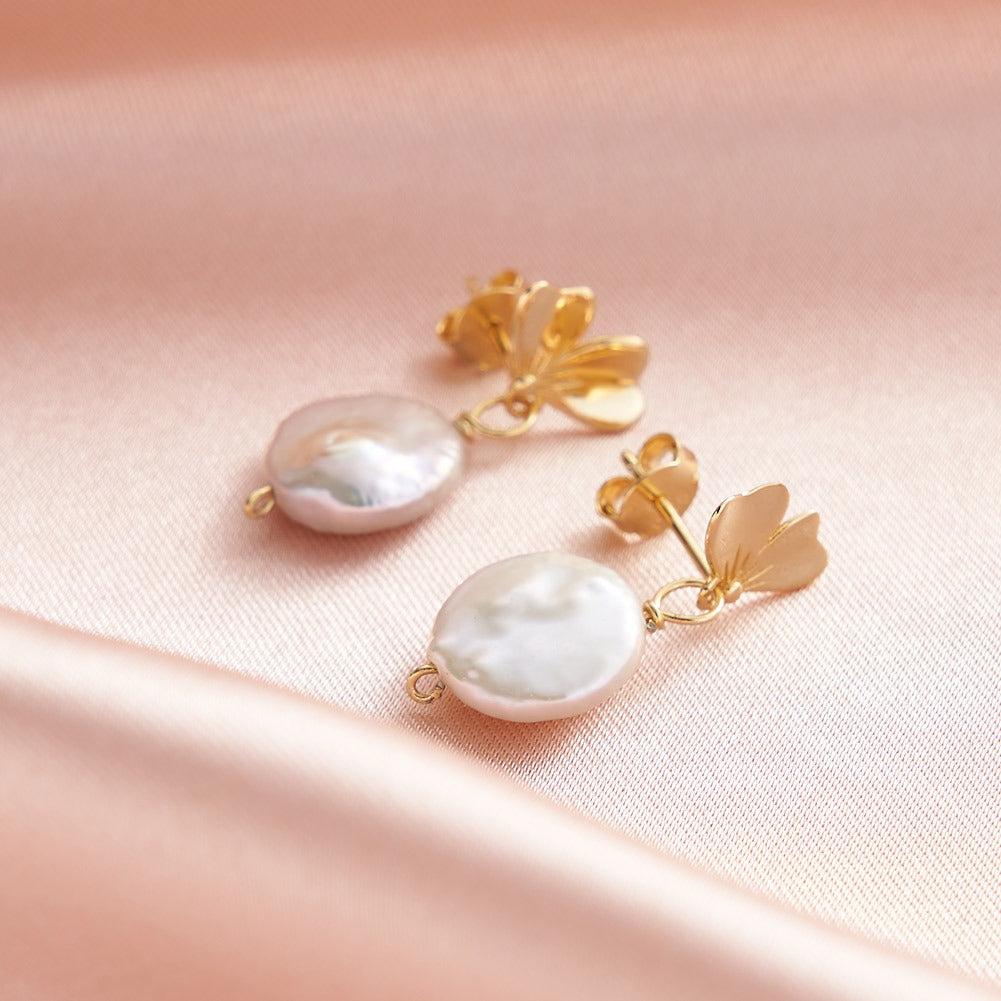 925 Sterling Silver Natural Pearl Earrings Fashion Jewelry Gift for Women Girl