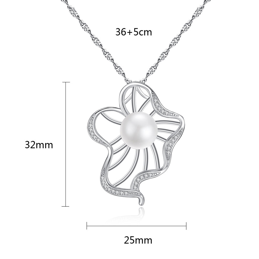 925 Sterling Silver Natural Pearl Drop Necklace Fashion Jewelry Gift for Women Girls
