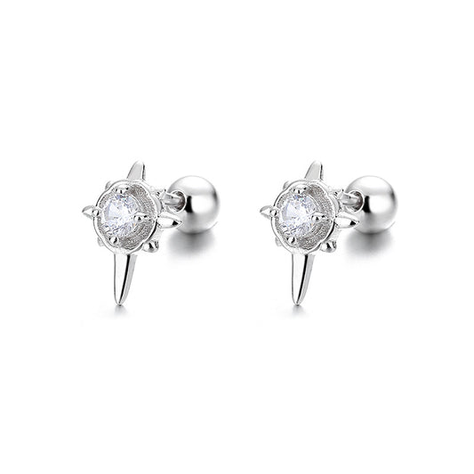 925 Sterling Silver Star Screw Back Stud Earrings