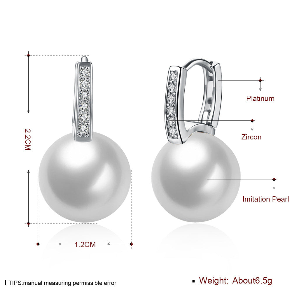 Brass With Plated Fashion Jewelry Pearl Earrings