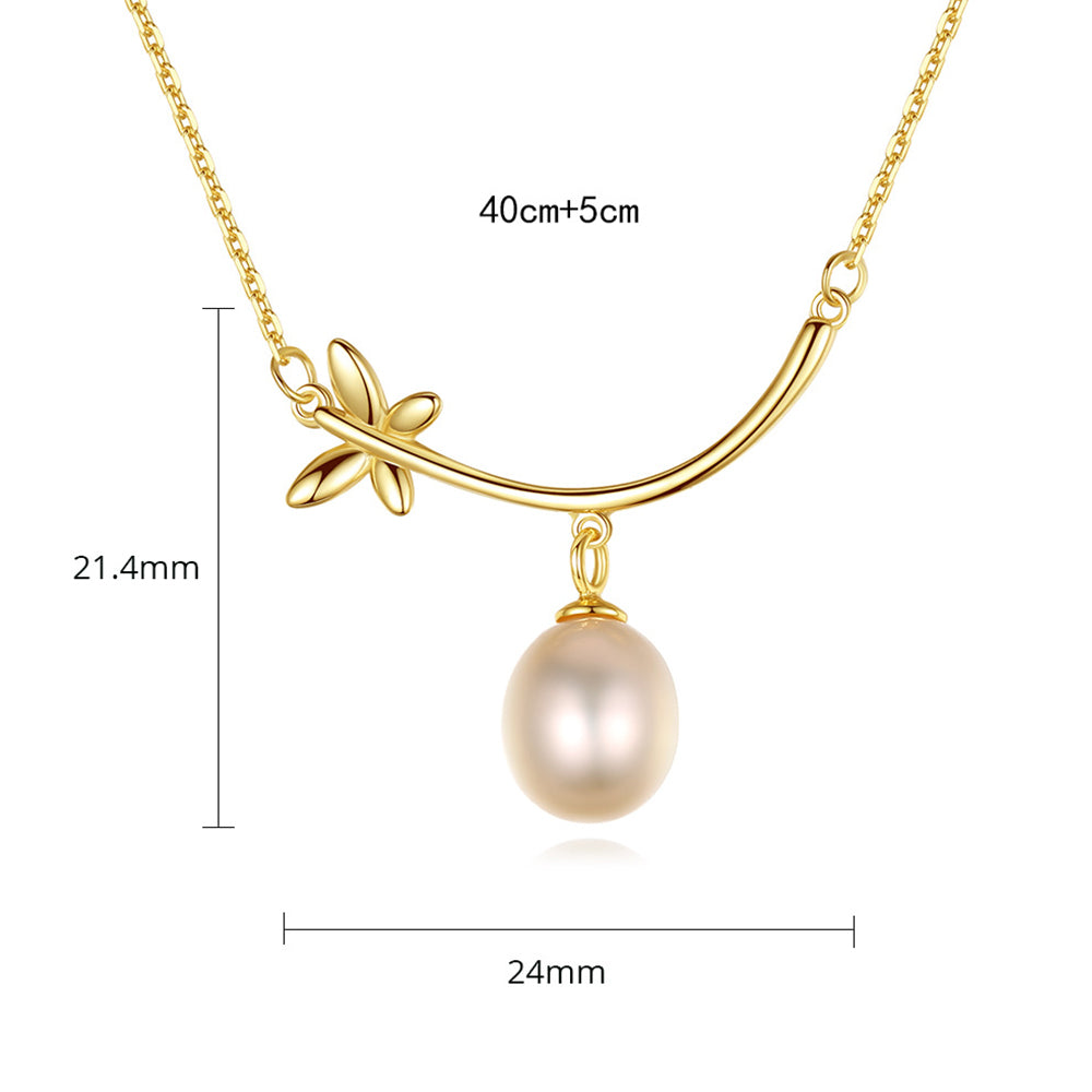 925 Sterling Silver Natural Pearl Drop Necklace Fashion Jewelry Gift for Women Girls