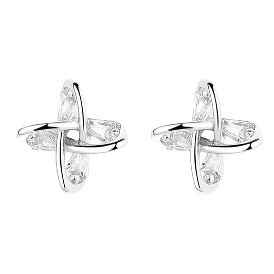 925 Sterling Silver Cross Screw Back Stud Earrings