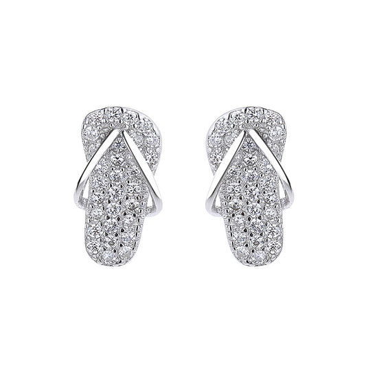 925 Sterling Silver Slippers Screw Back Stud Earrings
