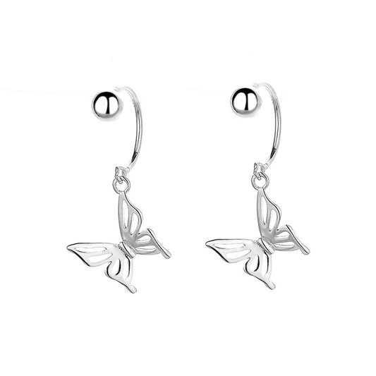 925 Sterling Silver Butterfly Screw Back Stud Earrings