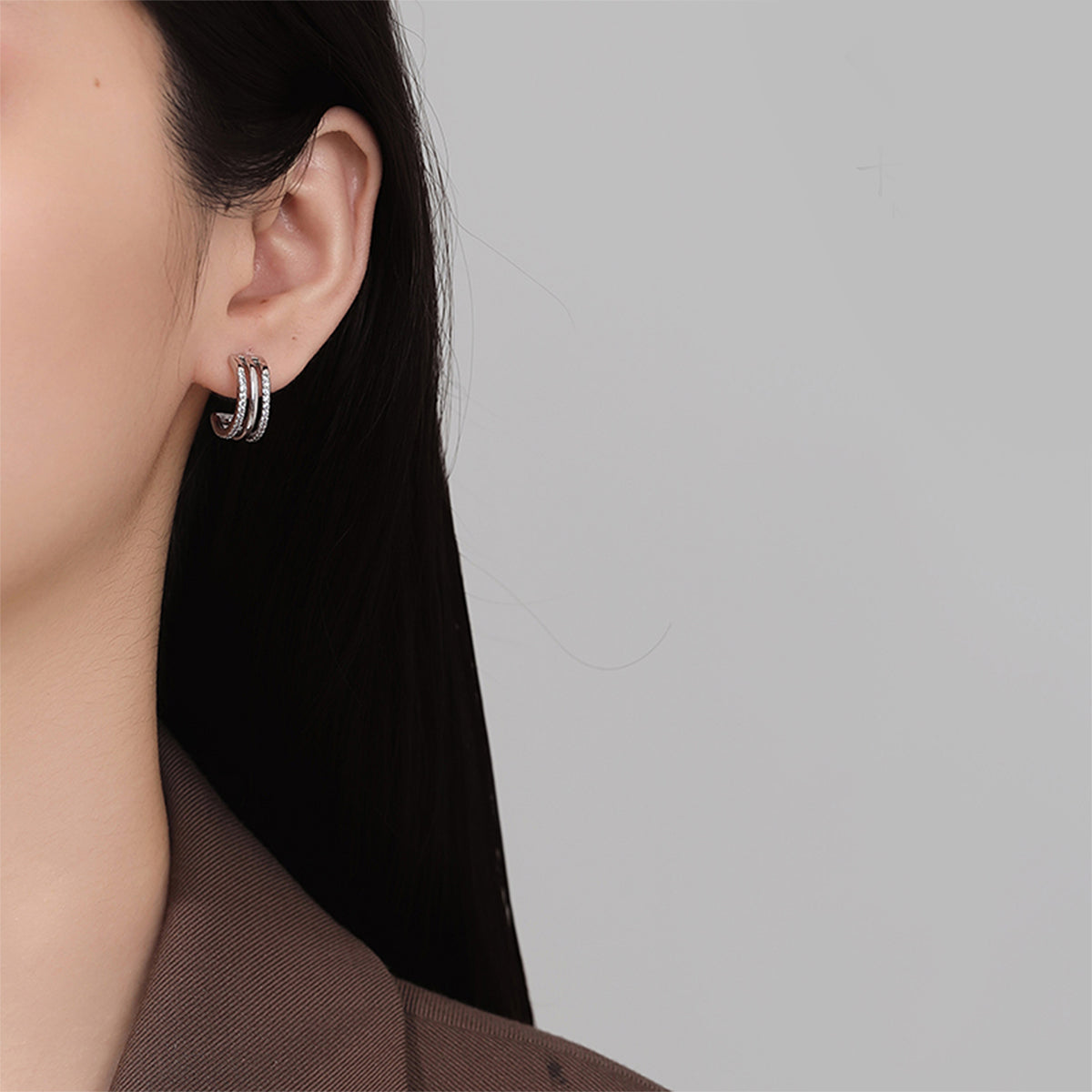Pendientes de joyería de moda de cobre con baño de plata