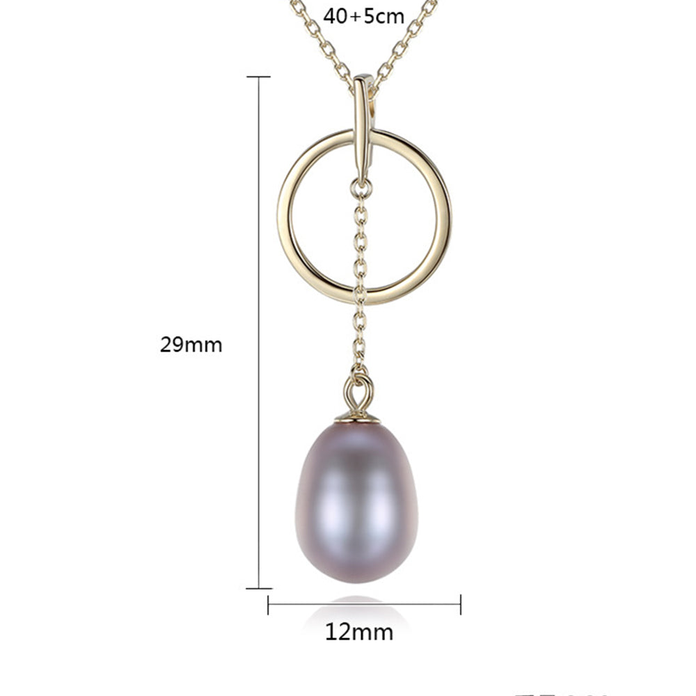 925 Sterling Silver Natural Pearl Drop Necklace Fashion Jewelry Gift for Women Girls