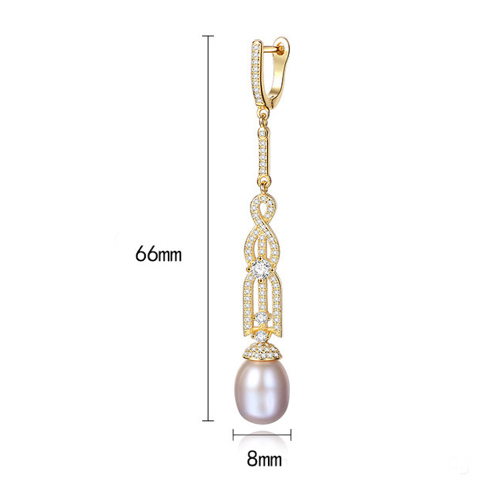 925 Sterling Silver Natural Pearl Drop Earrings Fashion Jewelry Gift for Women Girls