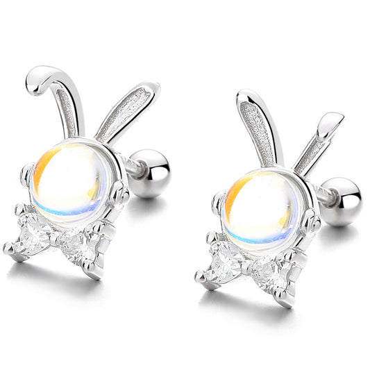 925 Sterling Silver Rabbit Screw Back Stud Earrings