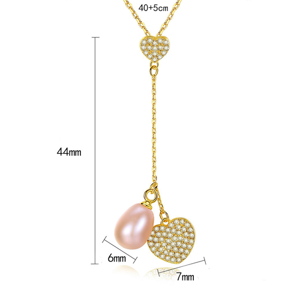925 Sterling Silver Natural Pearl Drop Necklace Fashion Jewelry Gift for Women Girls