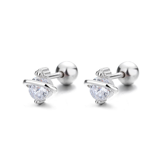 925 Sterling Silver Satellite Screw Back Stud Earrings