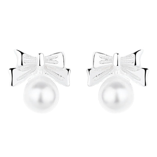925 Sterling Silver Pearl Screw Back Stud Earrings