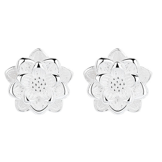925 Sterling Silver Flower Screwed Earrings