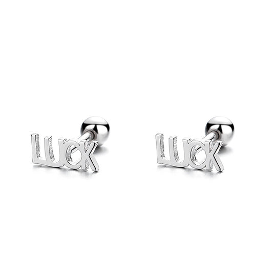 925 Sterling Silver Luck Screwed Earrings