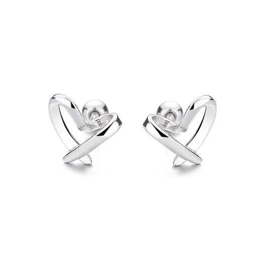 925 Sterling Silver Heart Screw Back Stud Earrings