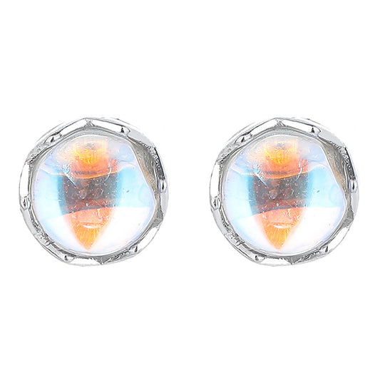925 Sterling Silver Moonstone Screw Back Stud Earrings