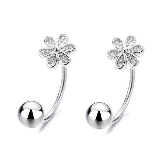 925 Sterling Silver Flower Screwed Earrings